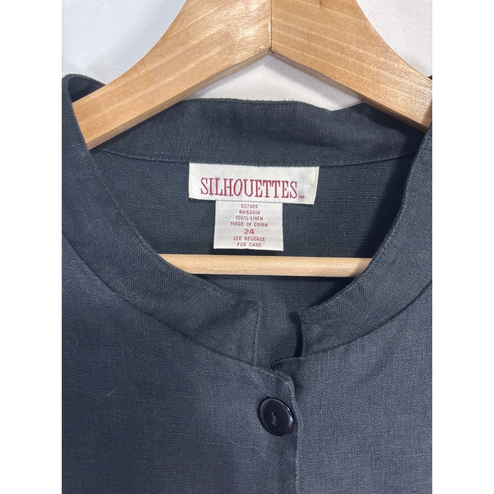 Silhouettes Linen Tunic Top Womens 24 Black Career Lagenlook Minimalist Classic - Picture 4 of 10